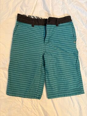 Boy’s Teal Striped Casual Shorts - Blue/Green